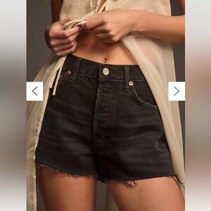 AGOLDE Parker Denim Fray Black Jean Shorts Size 31